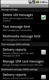 Message settings menu android