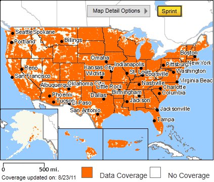 Sprint #g and 2G data coverage.