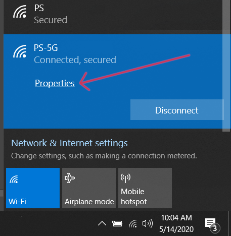 WIndows 10 Wireless Connections.