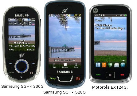 Motorola EX124G,  Samsung SGH-T528G and Samsung SGH-T330G